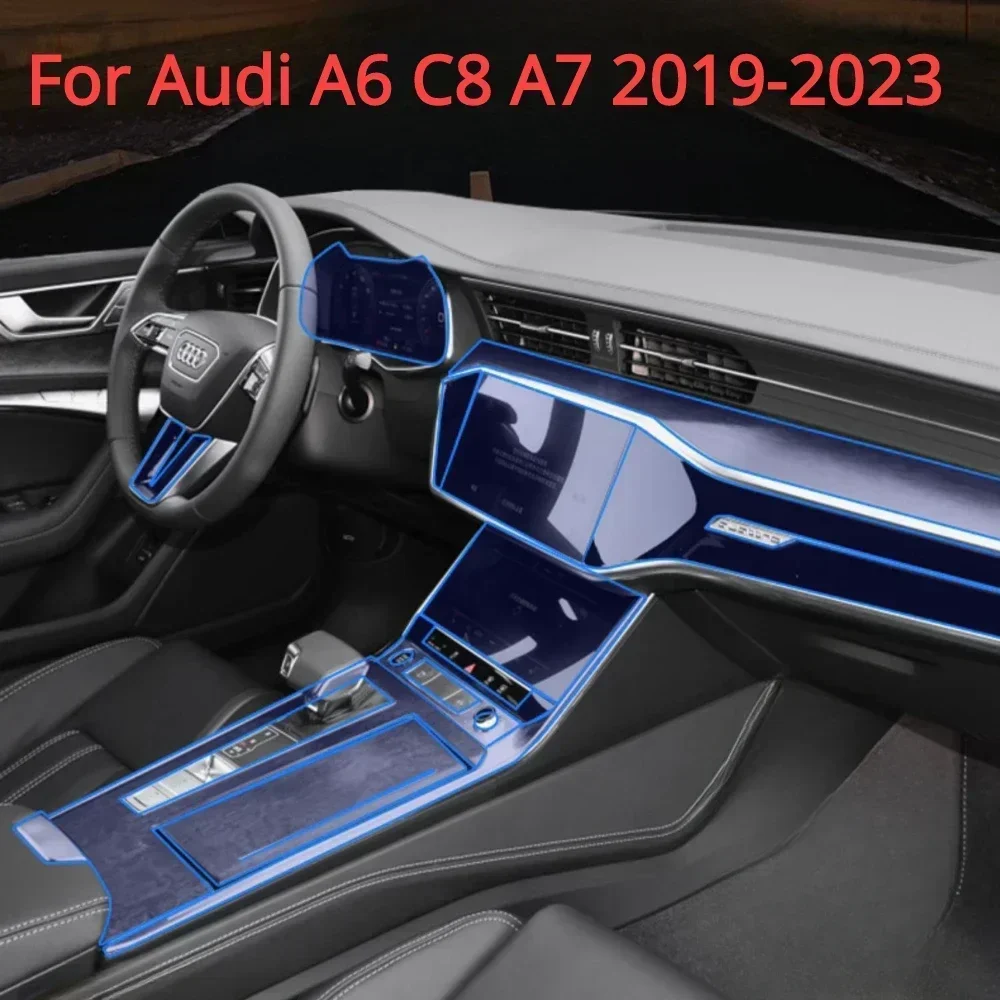 

For Audi A6 C8 A7 2023 2022 2021 interior Accessories film transparent TPU Gear Panel GPS Center Console PPF Protection Sticker