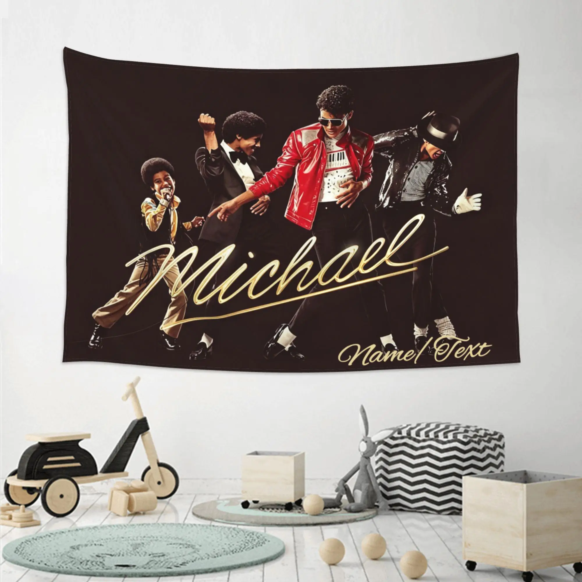 1pc Michael Jackson Tapestry Polyester Fiber 2D Printed Pop Star Character for Bedroom Living Room Home Wall Art Decor Fan Gift
