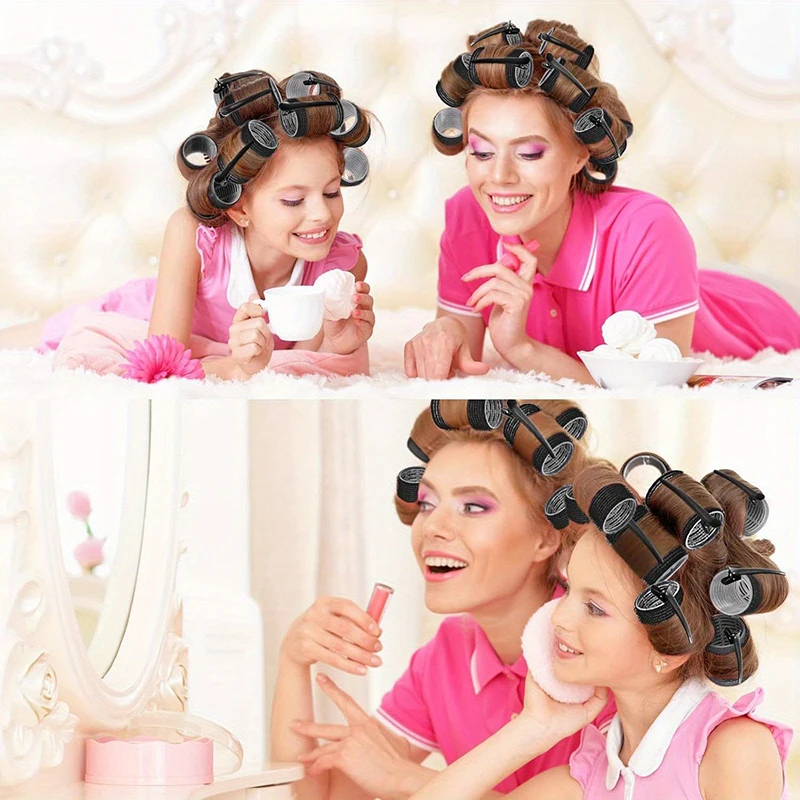 24pcs/Set Self Grip Hair Rollers No Heat Hair Clip Curlers Heatless Curls Hair Bangs Volume Self-adhesive Hook DIY Styling Tools