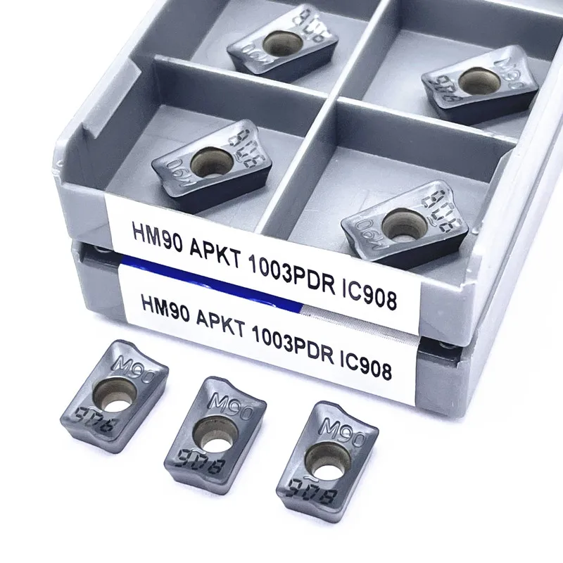 Imagem -02 - Fresa Torneamento Ferramenta Inserções de Carboneto para Cnc Apkt 1003 Rosto Moinho Apkt1003pder Torno Moagem Hm90 Apkt1003 Ic908