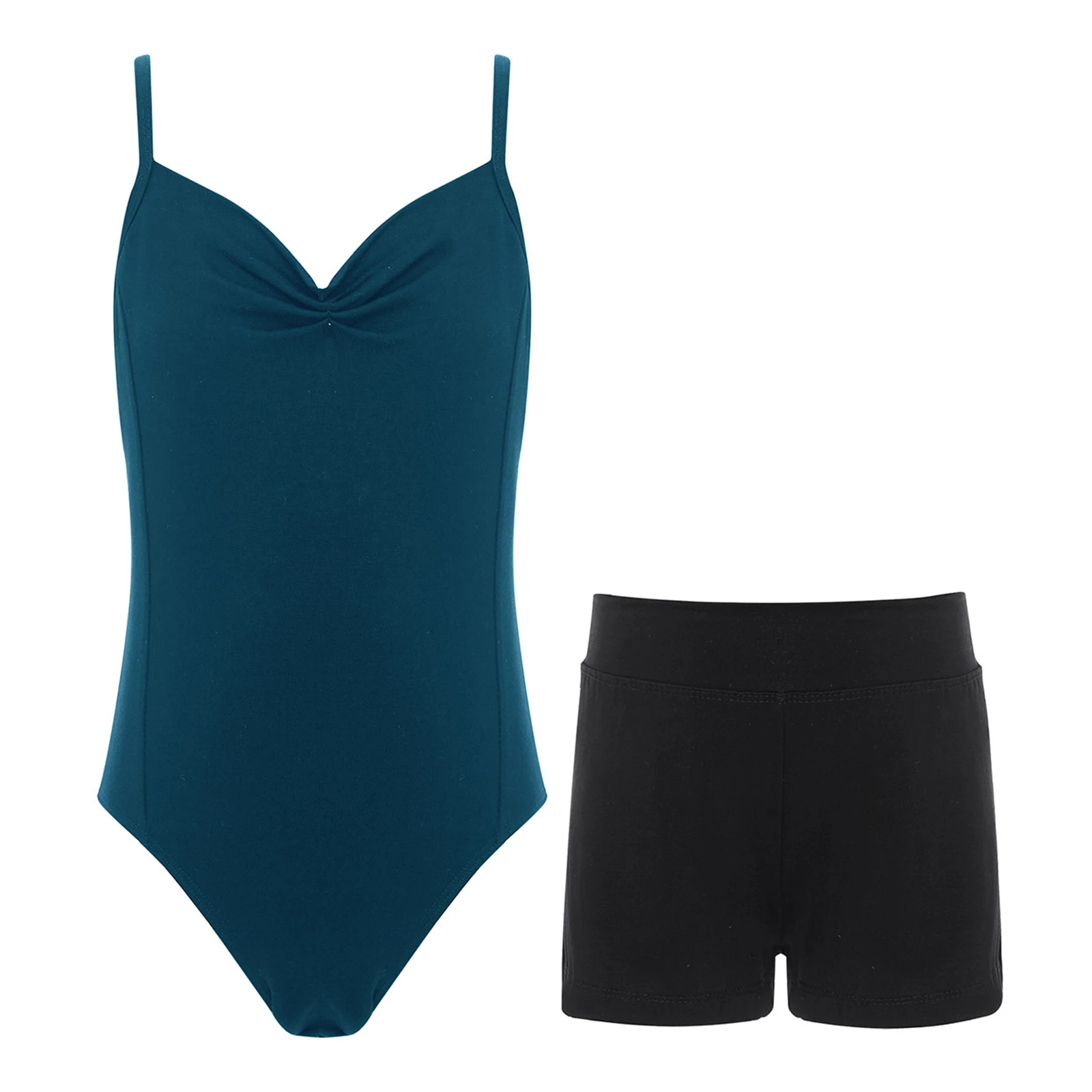 Body da ginnastica per danza classica per ragazze, body con spalline per spaghetti, con pantaloncini per bambini, ballerina, allenamento yoga, allenamento