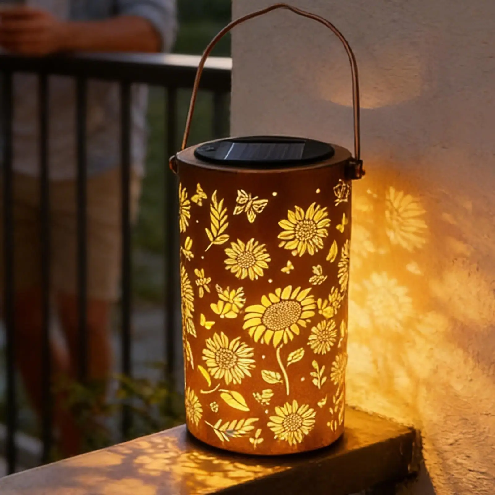Solar Powered Sunflower Light Shadow Light Waterproof Outdoor Light For Night Pathway Lawn Garden Patio Decor Colorful Light