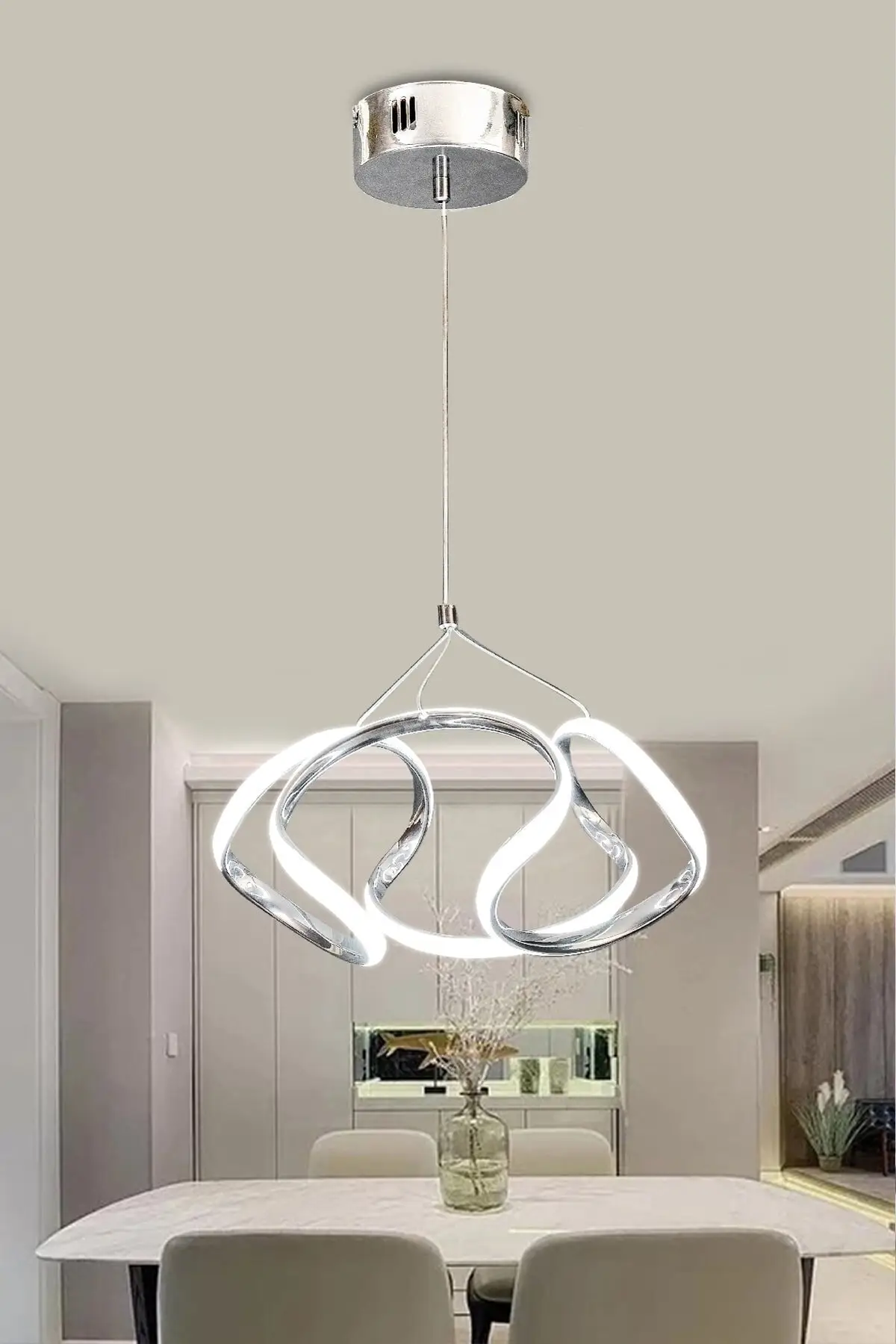 DOLBOVI chrome white light drone led chandelier Rs124