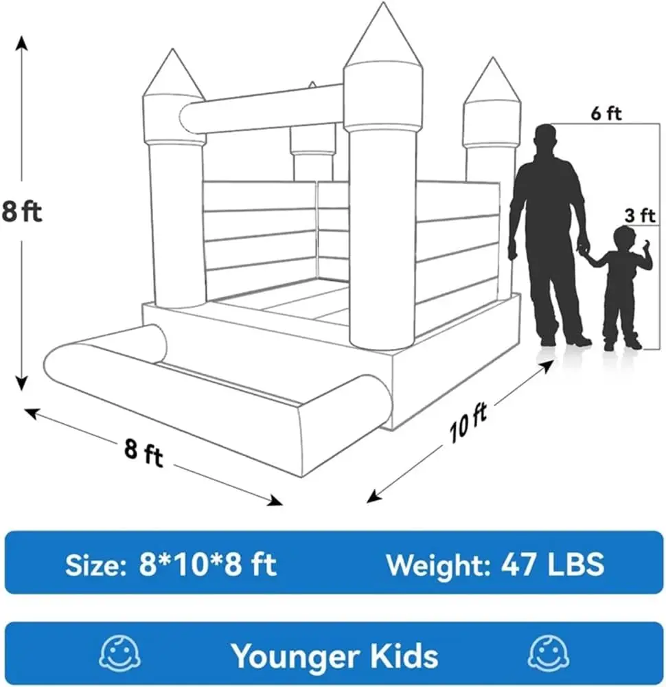 Duurzaam opblaasbaar wit springkasteel met ballenbak jumper springkasteel commerciële bruiloft uitsmijter voor kinderen