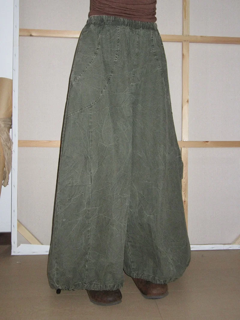 

Повседневные широкие брюки с растительным окрашиванием, свободного кроя, с высокой талией, универсальные корейские джинсы с эластичными манжетами