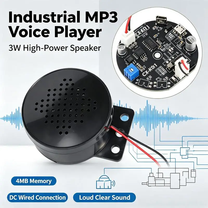 1Pcs Industrial Grade Voice: Prompt MP3 Player Reverse Siren Buzzer Alarm Horn DC USB Car Sound Safety Device
