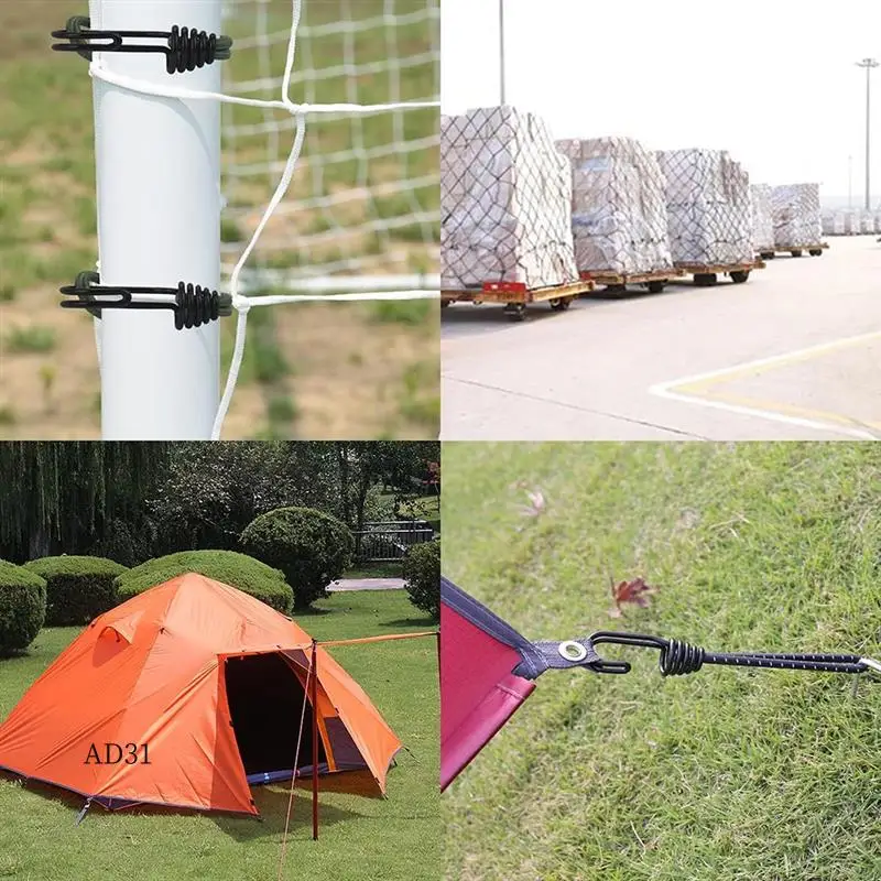 

New-20PCS Tent Elastic Rope Cord Hook Outdoor Camping Canopy Tarp Tent Fixing Cord String Carabiner Hooks Accessories