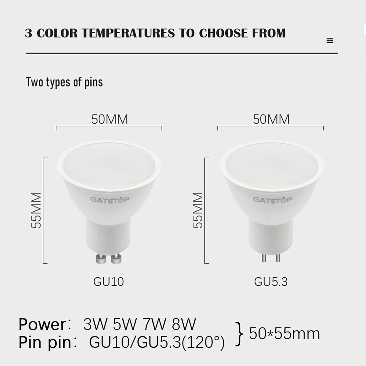 1-10 buah AC 220-240V 3/5/6/7/8W GU10 MR16 bohlam LED gu5,3 untuk pencahayaan tanam 8W bohlam untuk ruang tamu kamar tidur dapur