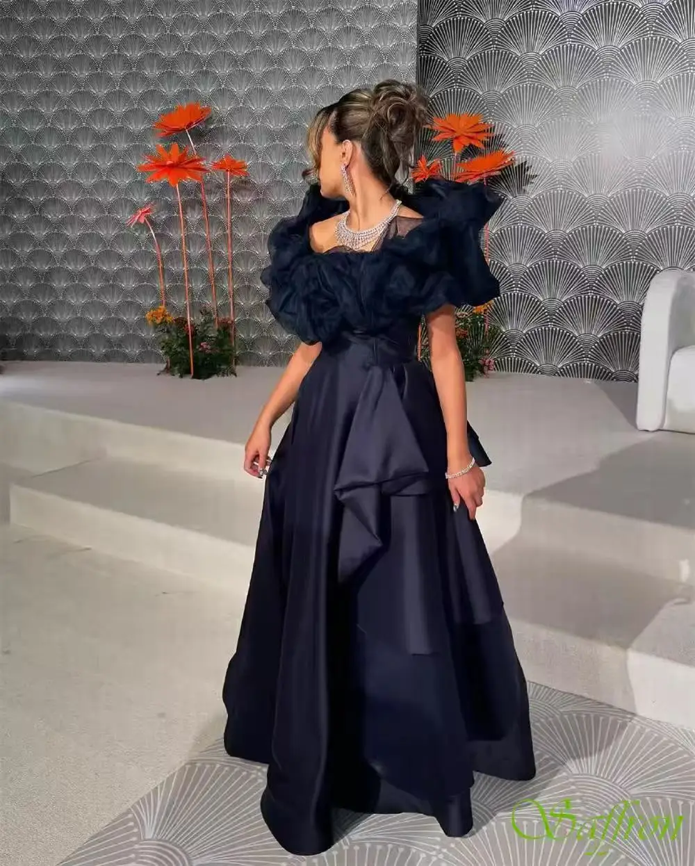 

Navy Blue 2026 Satin Evening Dress Off The Shoulder A Line Prom Gown Simple Elegant Arabic Prom Party Dresses Customized
