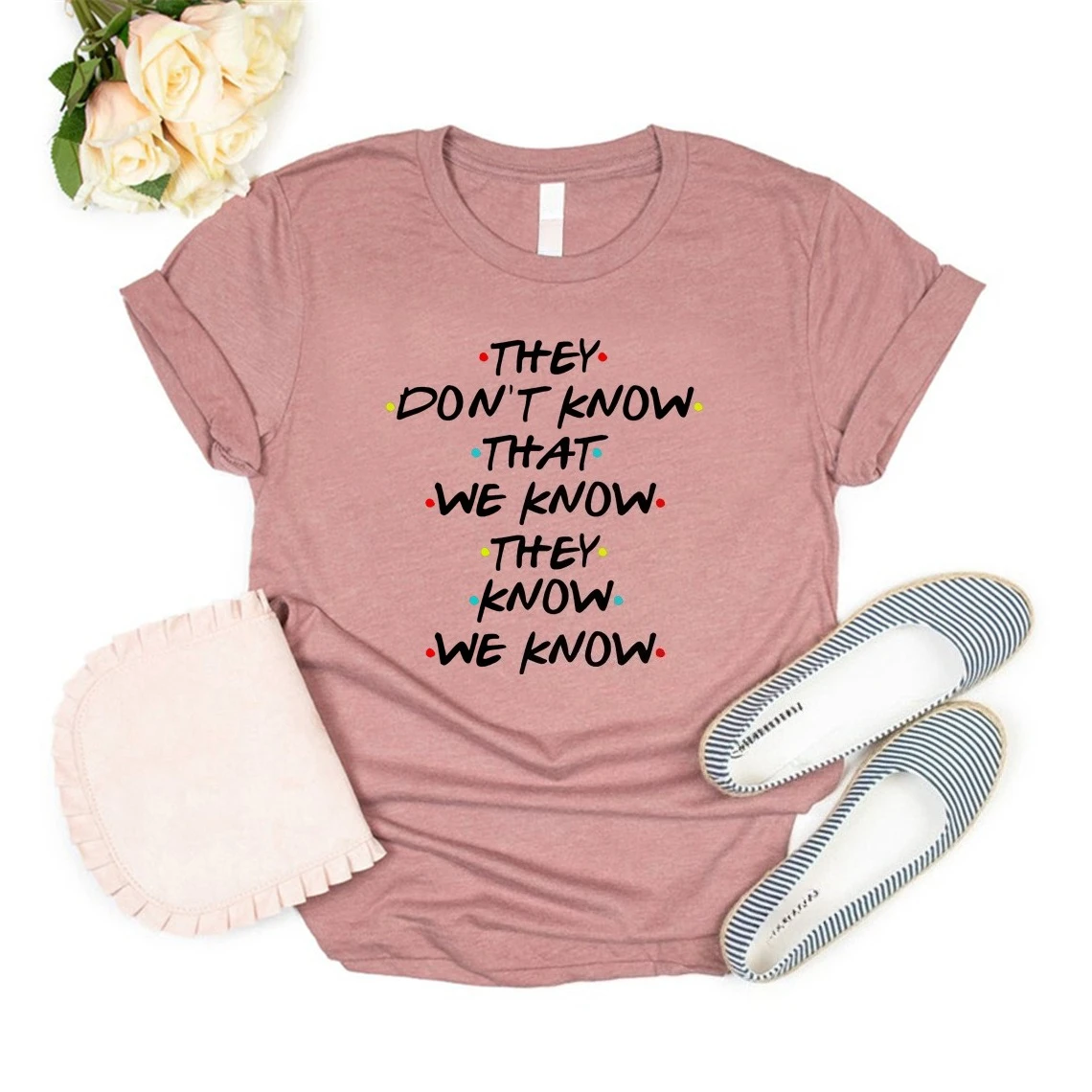 Sie wissen nicht, dass wir es wissen, dass sie es wissen T-Shirt Lustiges Friends TV-Show-Shirt Damen Kurzarm-T-Shirt Lässiges T-Shirt Oberteil – Detail 8