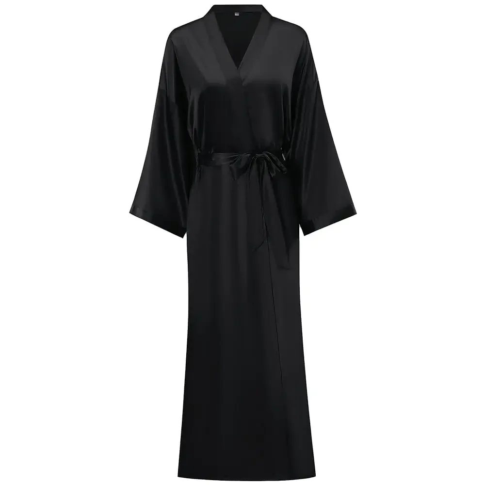 

Women's Long Silk Robes Long Satin Robes Long Kimono Robes Floral Silky Bathrobes Dressing Gown, One Size