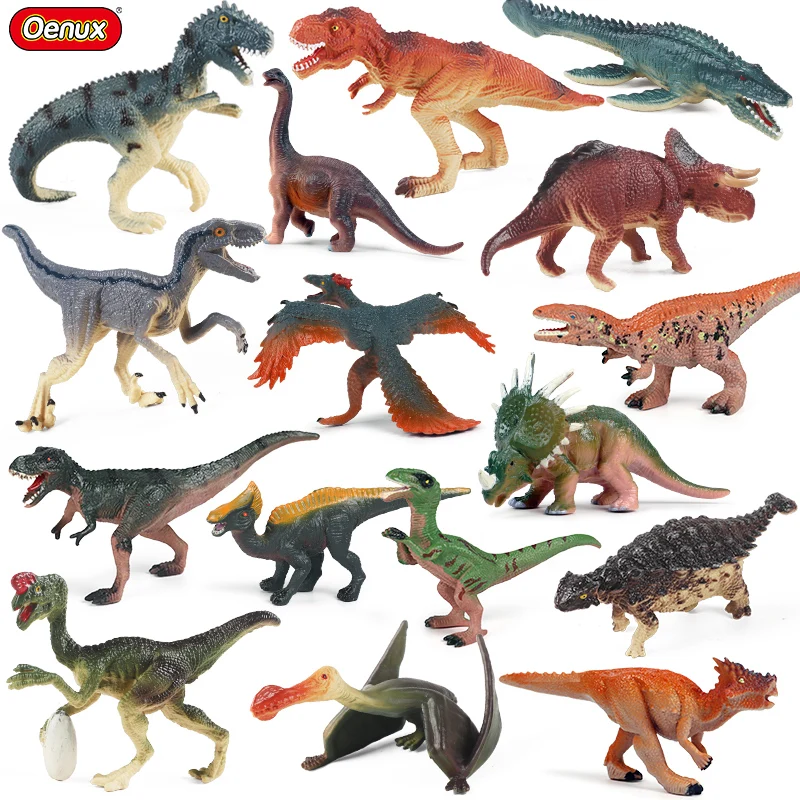 4pcs Small Jurassic Dinosaur Set Action Figure T-Rex Mosasaurus Velociraptor Carnotaurus Animals Model Educational Kids Toys