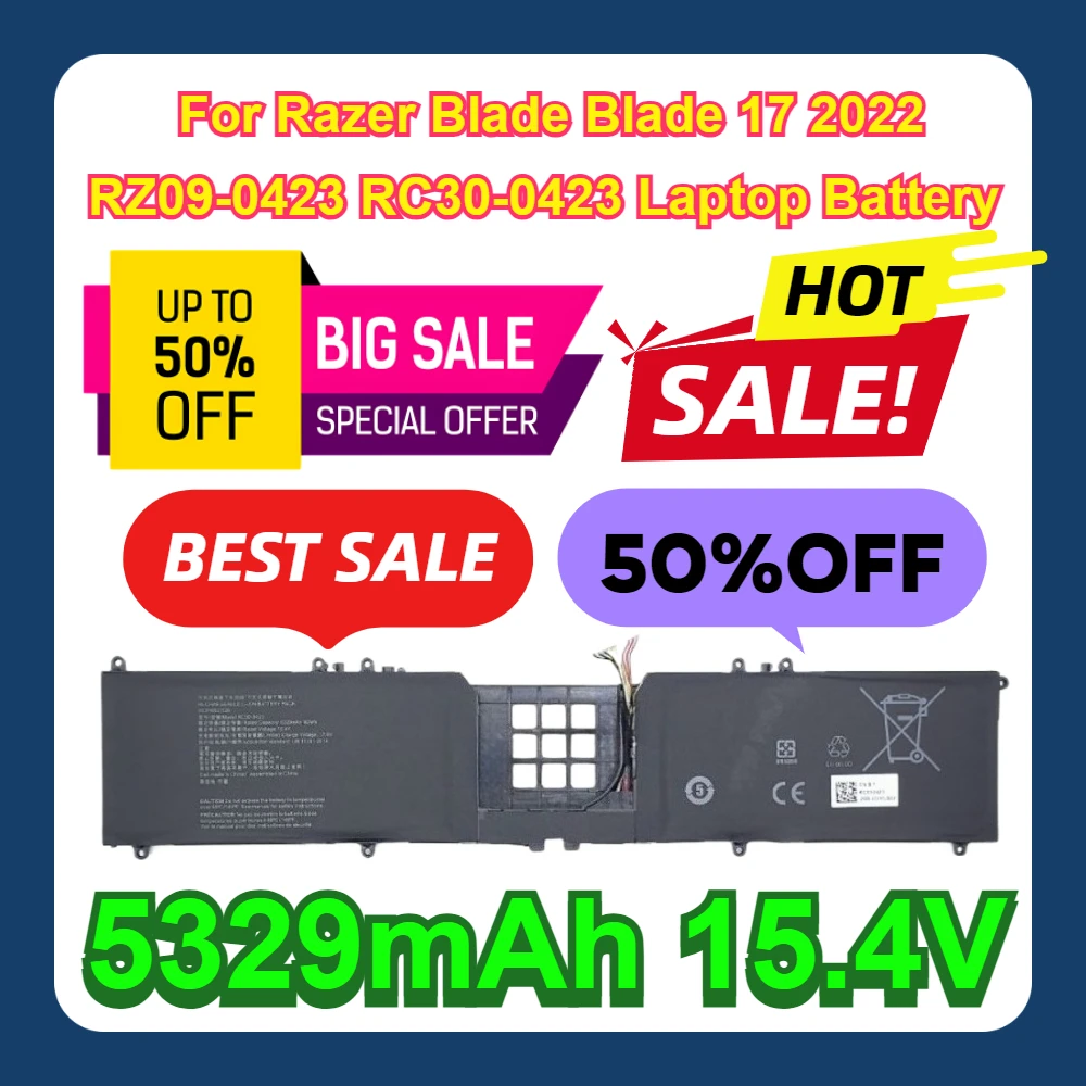 

For Razer Blade Blade 17 2022 RZ09-0423 RC30-0423 Laptop Battery