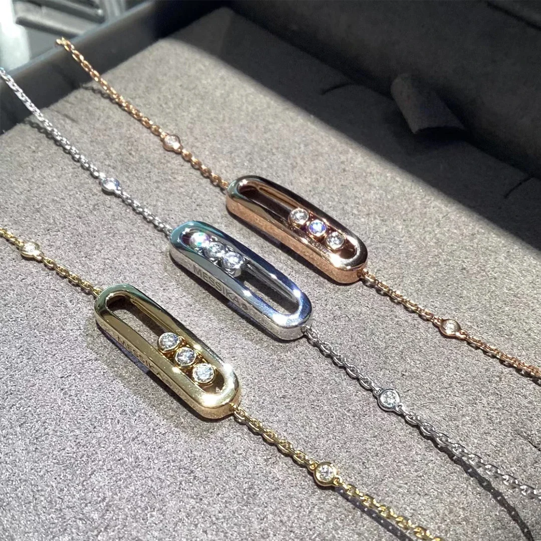 925 Sterling Silver Fashion French Luxury Jewelry Mobile Diamond Women's Bracelet. Non Fading And Non Allergic. Holiday Gifts