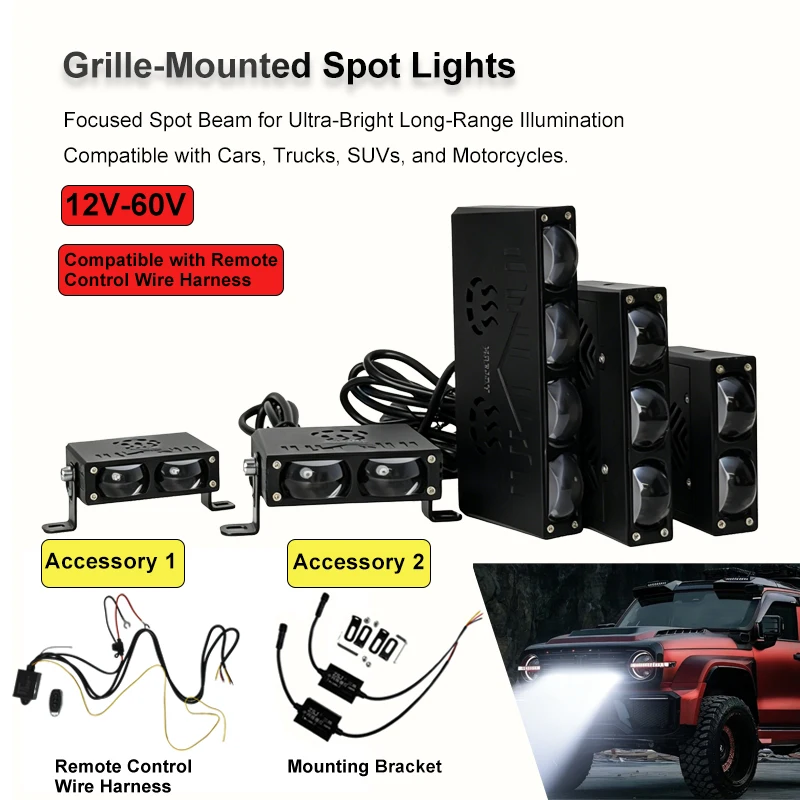

LED Auxiliary Light Bar with Remote Control Wire Harness Spot Flood Fog Driving Light for Off Road Truck Car Motorcycle Boat 12V