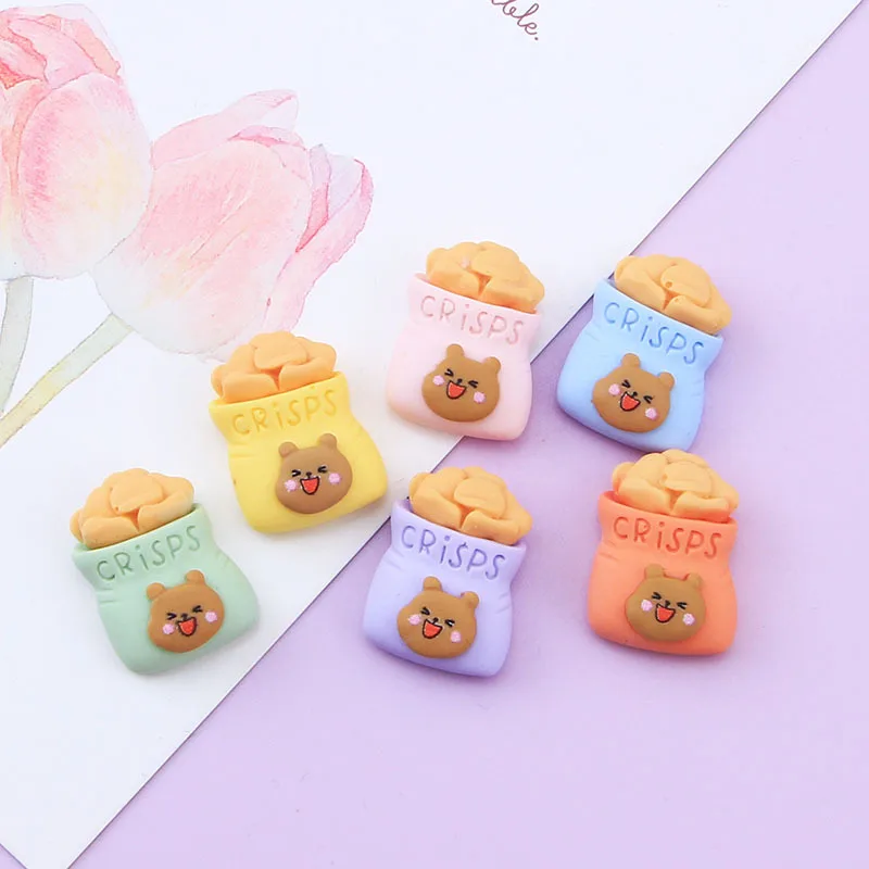 20Pcs Cute Bear Biscuit Flatback Cabcohon Simulation Kawaii Food Play Fit Phone Decoration DIY Scrapbooking Accessories