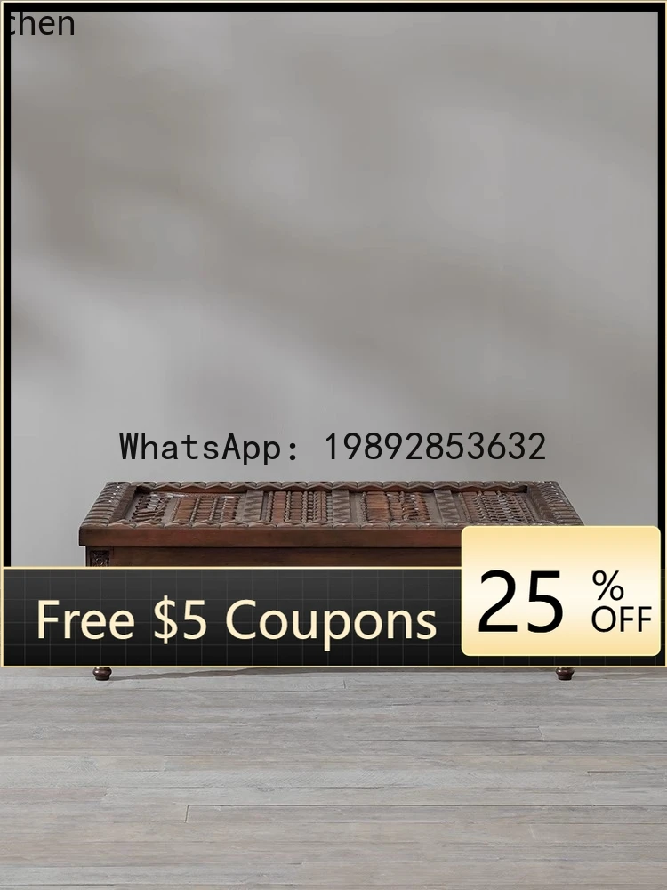 

AB solid wood carving flower square coee table coee table retro furniture