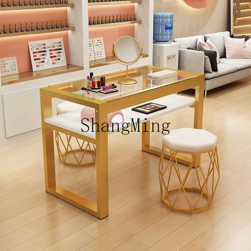 

ZYY simple nail salon special tempered glass table double single combined nail table