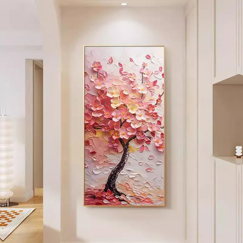 Led الجمالية قماش العمل الفني الحديث شجرة ملونة سكين سميكة النفط اللوحة مجردة Treescape جدار الفن للمنزل ديكور الجدار مصباح