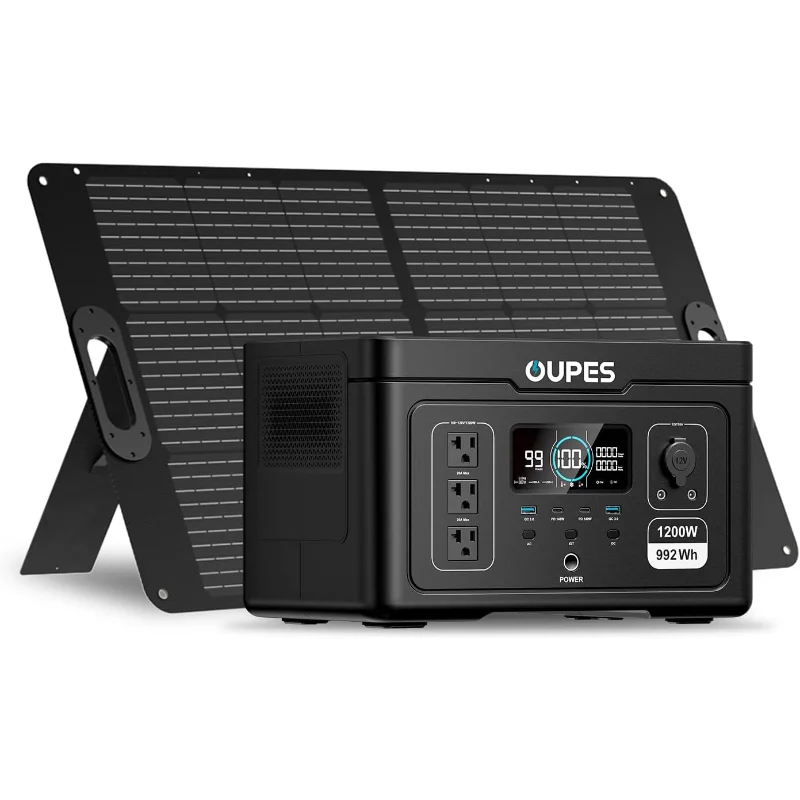 

Солнечный генератор OUPES Exodus 1200 с панелями 100 Вт в комплекте — аккумуляторная электростанция LiFePO4 емкостью 992 Втч, 1200 Вт, с двойным PD, 140 Вт