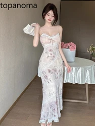 Topanoma Vintage Evening Dresses Women Lace Patchwork Floral Bowknot Sleeveless Slim Elegant Sexy Wedding Party Cocktail Dress