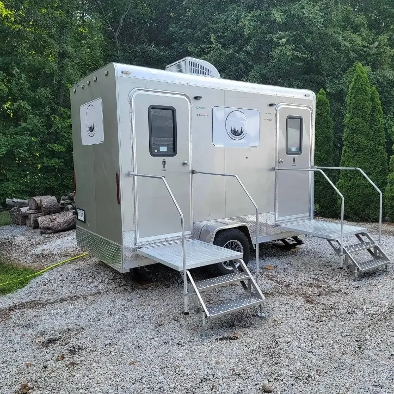 Two Stalls Portable Bathroom Trailer Royal Gray Mobile Restroom for Wedding Concert Rental Custom