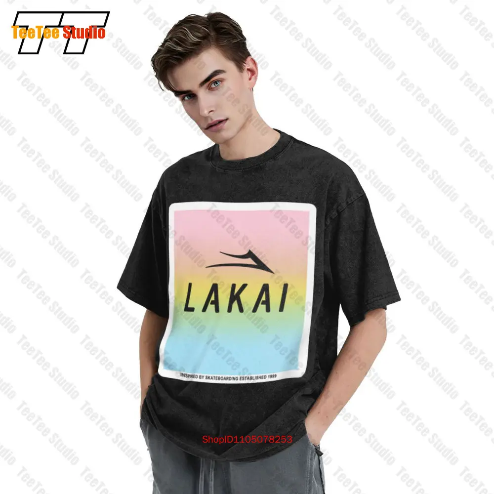 لاكاي الأحذية أحذية تزلج ملصق خمر قصيرة الأكمام تي شيرت 3PT4 #3