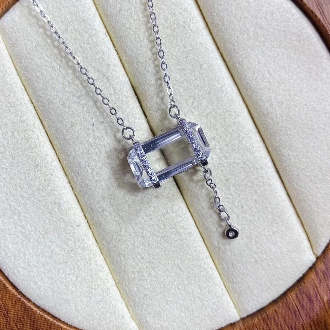 

1 Pc Fengbaowu Natural Clear Clean Rock Quartz Pendant 925 Sterling Silver Reiki Healing Stone Jewelry Gift For Women Men