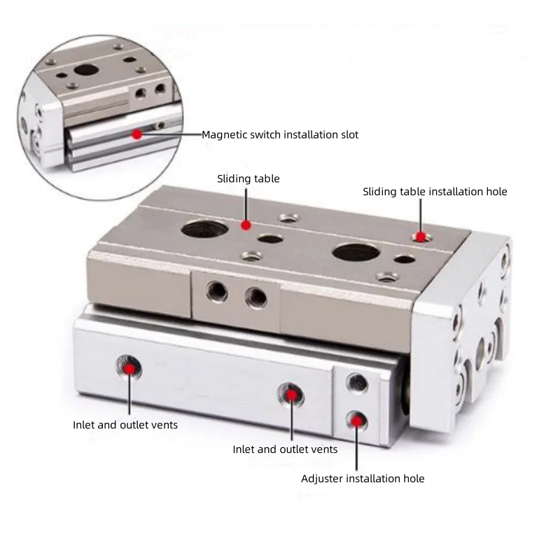 MXQ series small pneumatic linear guide slide table cylinder MXQ6-10/MXQ8-10/MXQ12-20/MXQ16-30 mechanical pneumatic actuator