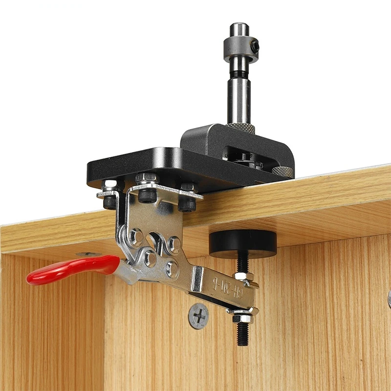 35mm Hinge Boring Jig Kit, Aluminum Alloy Drilling Guide with Fixture, Cabinet Door Cup Hole Locator for Concealed Hinges