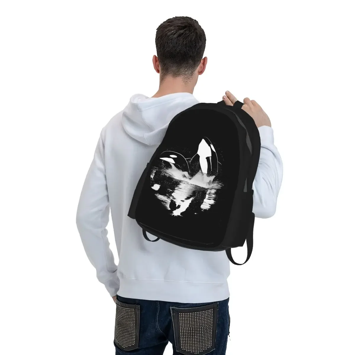 Orca Aquatic Sea Ocean Killer Whale Student Backpack School Bag Hiking Travel Daypack for Boys Girls Bookbag Shoulder Bags