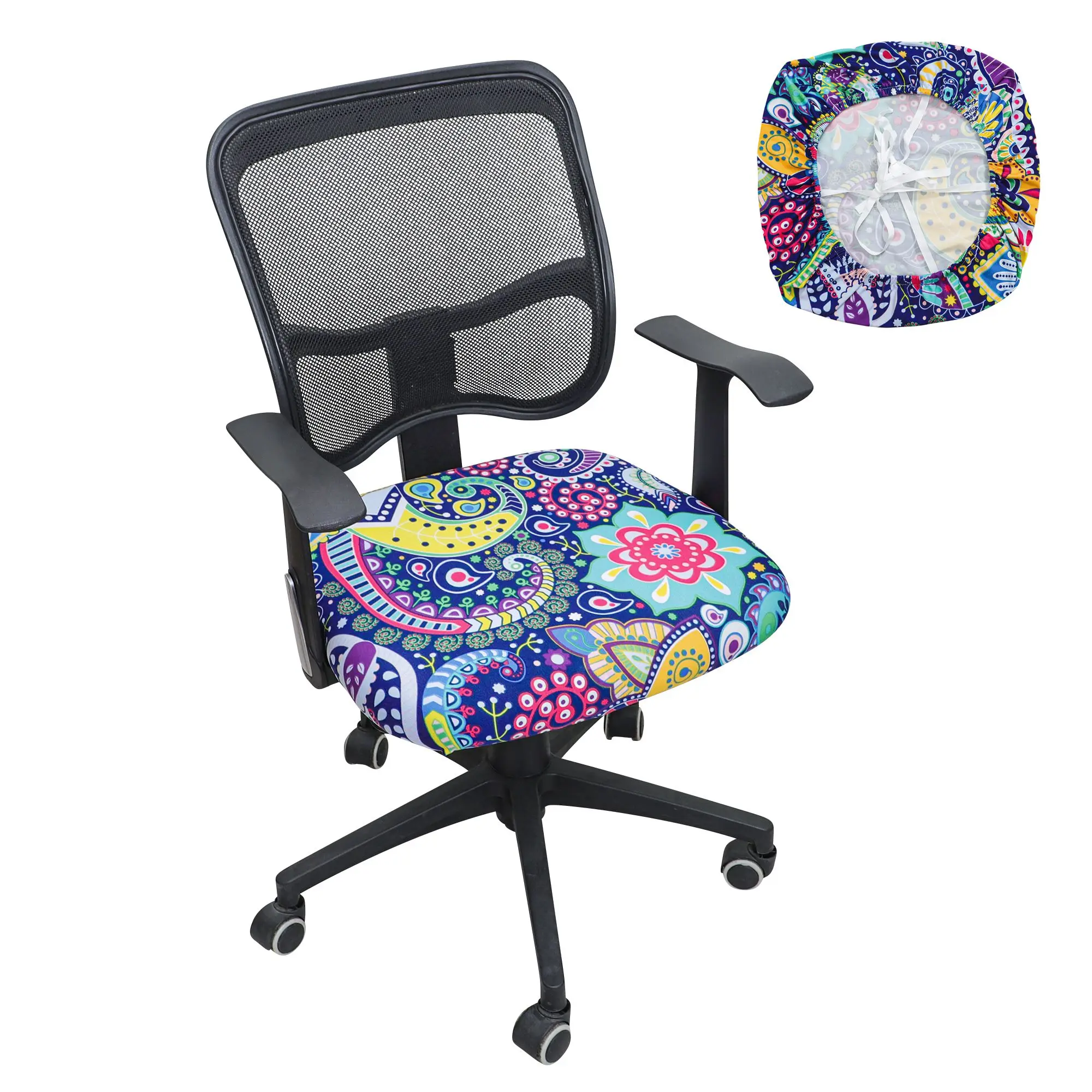 Stretch Spandex Office Chair Slipcovers Geometric Print Seat Covers For Gaming Chair Cover Removable Washable Anti-Dust