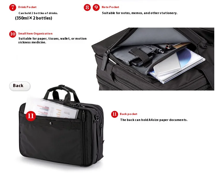 Large Capacitor Bag with Password 3WAY Handheld Double Shoulder Bapa Waterproof Business Nylon Notebook Bag