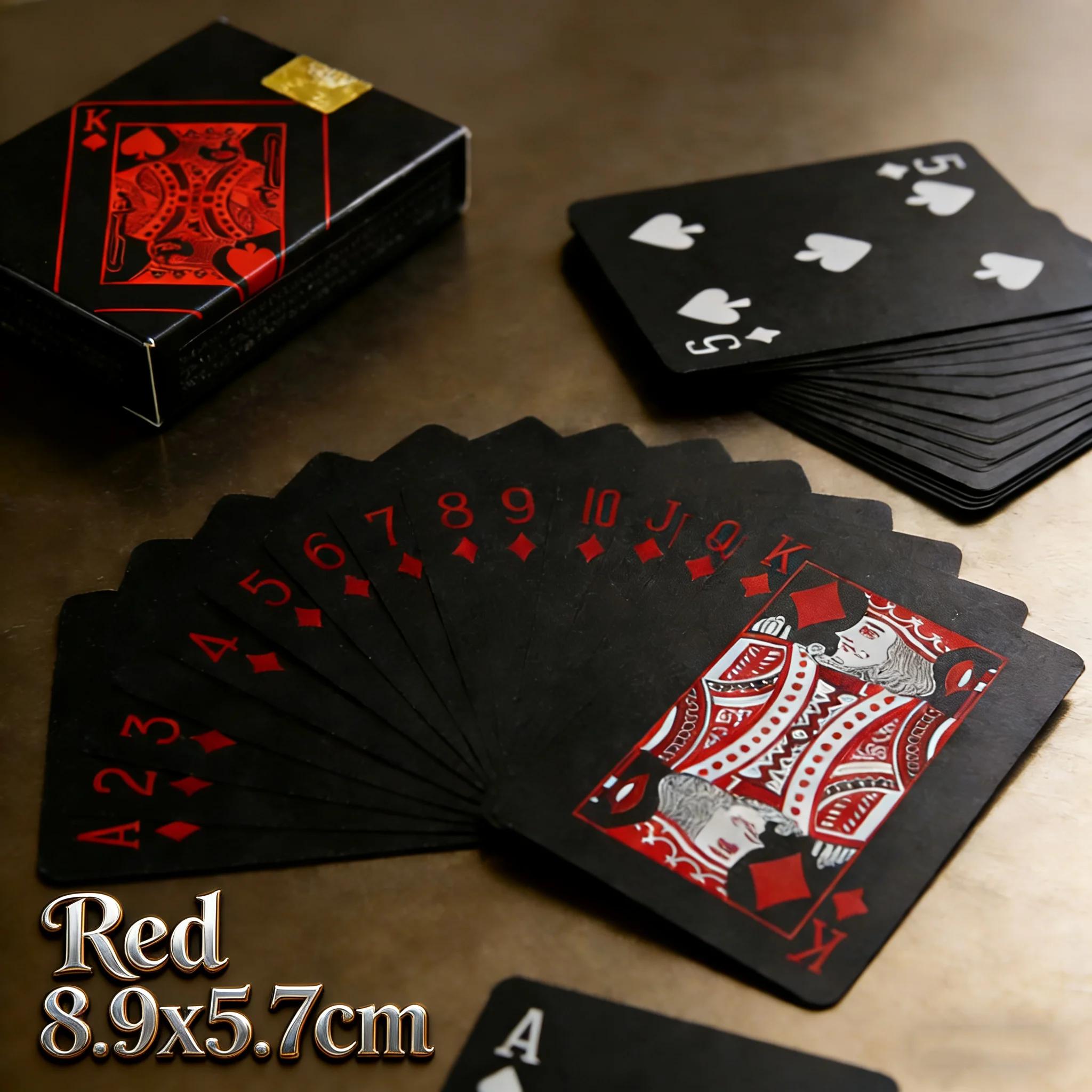 Spielkarten-Set, Poker-Karten, Brettspiel für Kinder, Wasserfestes Plastik-PVC-Kartenspiel in Schwarz, Blau, Rot, Gelb, Grün, Hochwertiges Edles Deck