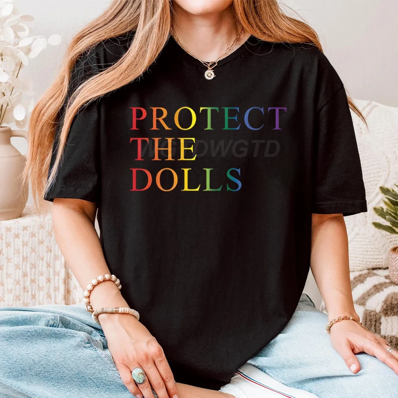 

Protect Your Dolls Print T-shirts Fun Short Sleeve Round Neck Tee Men Women Summer Tops Unisex LGBTQ Proud Casual Tops Clothes