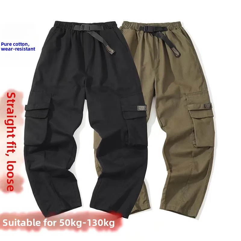 

Loose Straight Leg Workwear Trousers Large Size Casual Harajuku Sle Men's Jeans Anti-Wear Comfortable Cotton Spring Autumn