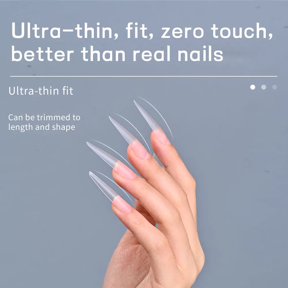 510 pièces de faux ongles transparents en forme de trapèze et de stiletto, pour manucure DIY en gel acrylique