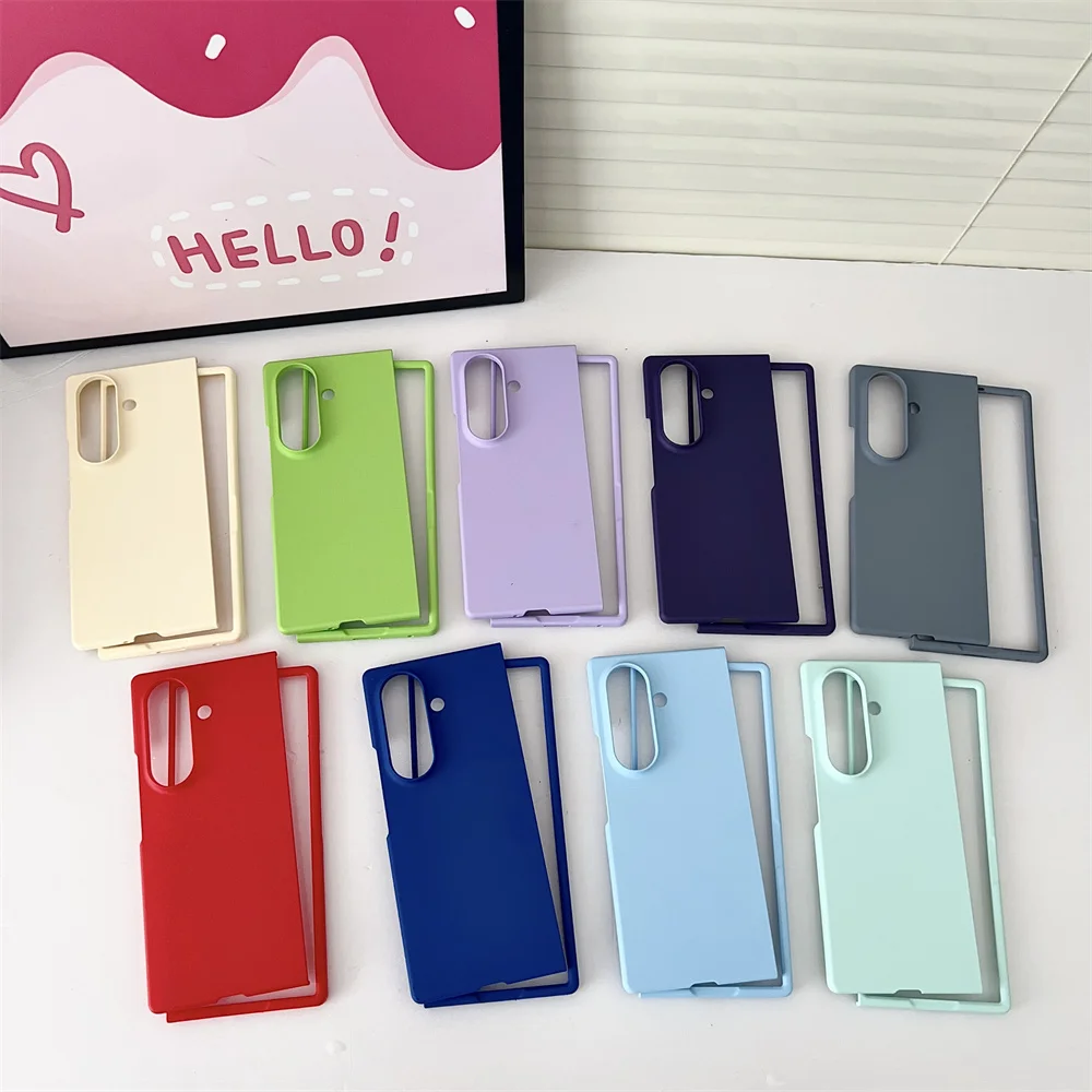Solid Color Phone Case For Samsung Galaxy Z Fold 7 5G Fold7 PC Hard Shell Protective Back Cover