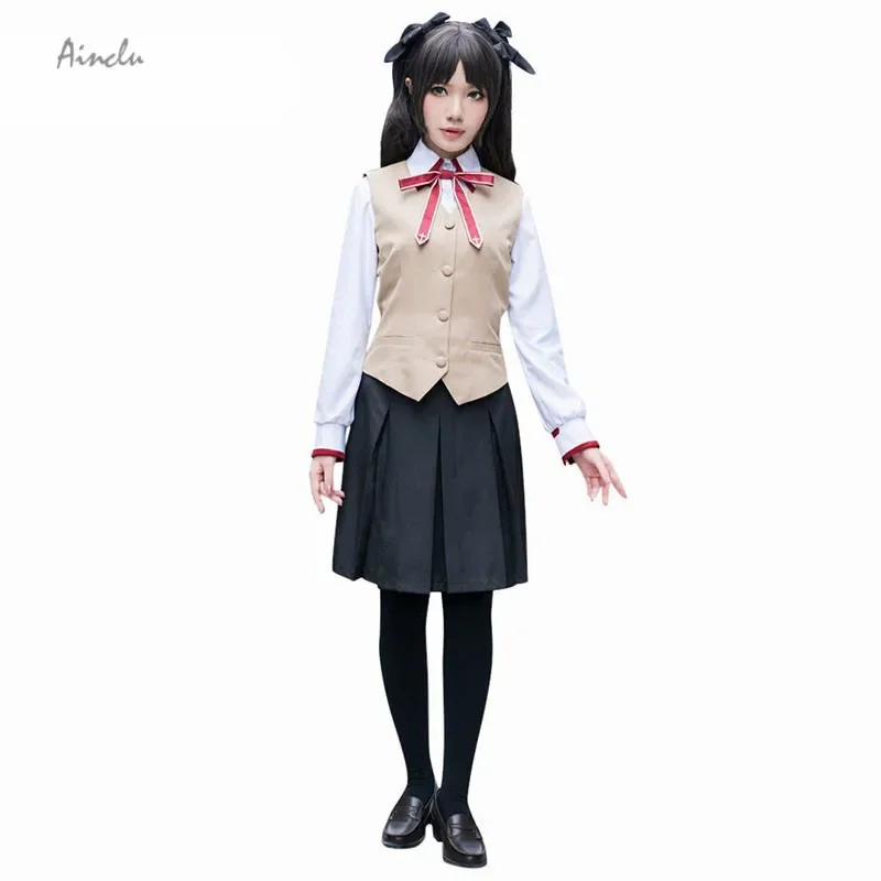 Ainclu Customize for adults Free Shipping New Fashion Fate Stay Night Tosaka Rin Halloween School Uniform Cosplay Brand Costumes