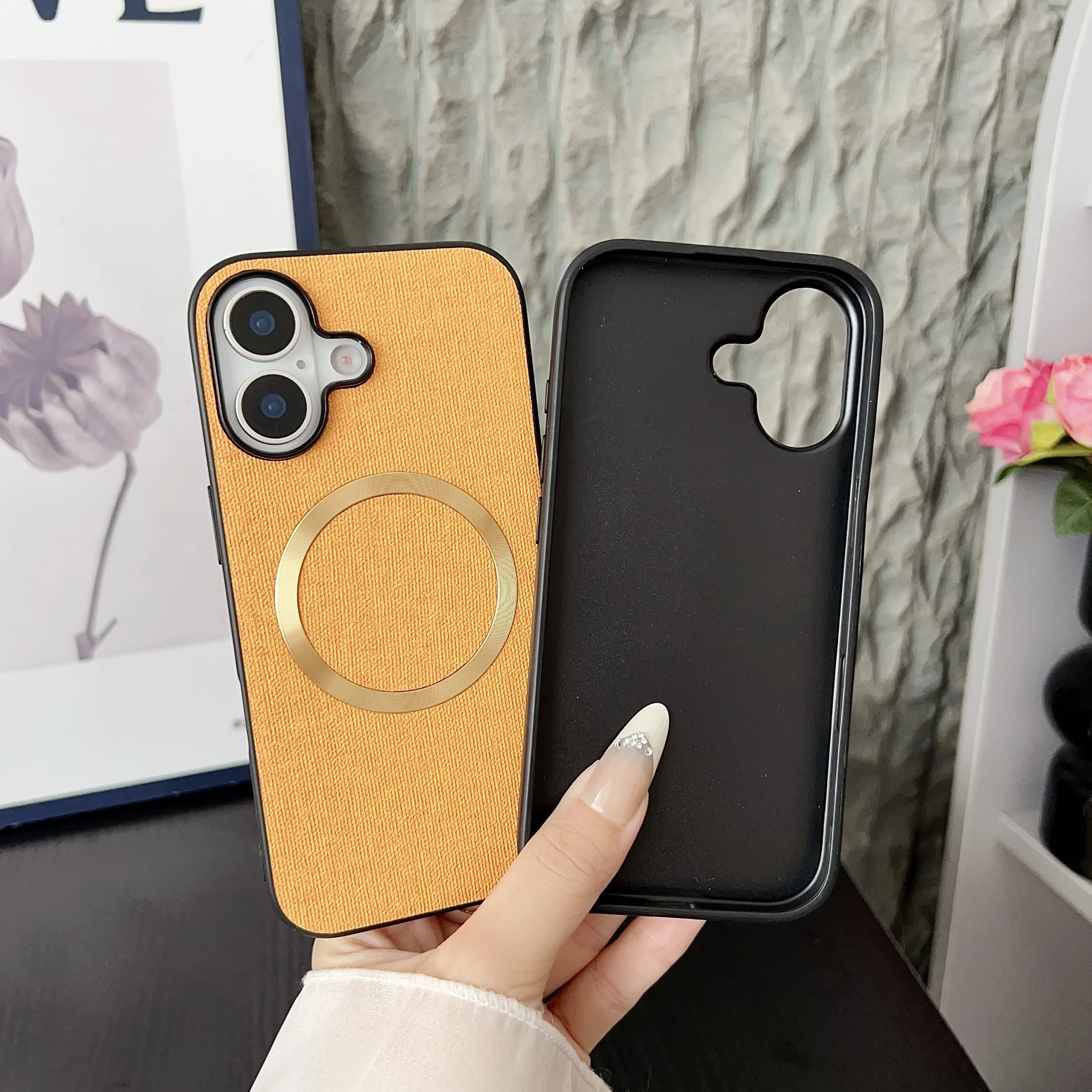 Funda de teléfono con patrón de tela Retro para iPhone 17 Air 16 15 14 13 Pro Max Plus, funda protectora de carga magnética, funda trasera