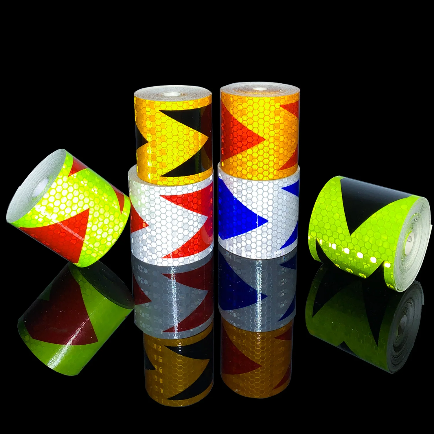 Car Arrow Reflective Sticker Self-Adhesive Reflector Waterproof Warning Tape Strips for Car Electromobile Bike Motorcycle Helmet