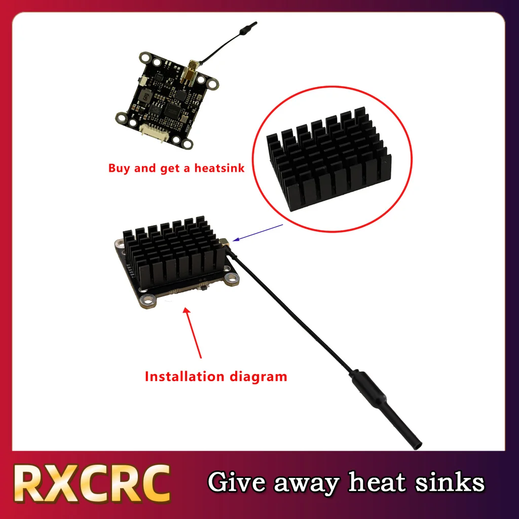 RXCRC 5.8G 모듈 48채널 1.6W VTX 더블 홀 송신기 FPV 1200TVL 2.5mm 카메라 130 ° fov, RC 멀티콥터 FPV 드론 부품용