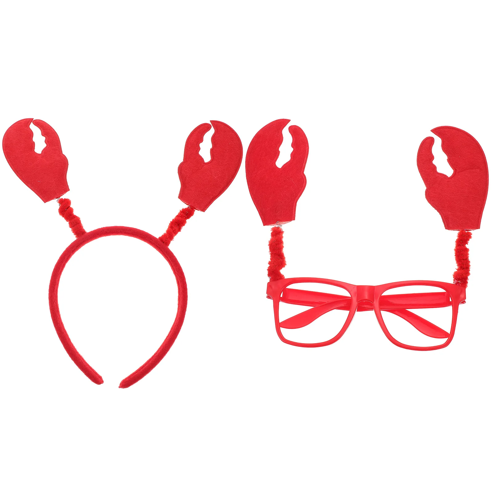 

1 set Crab Hairband Glasses Party Kids Adult Headwear Decor Red Clip Safe Quality Use Shapes Design Photography