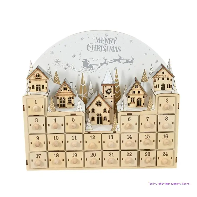 C63E Distinctive Christmas Advents Calendar with LED Lighting and 24 Drawers