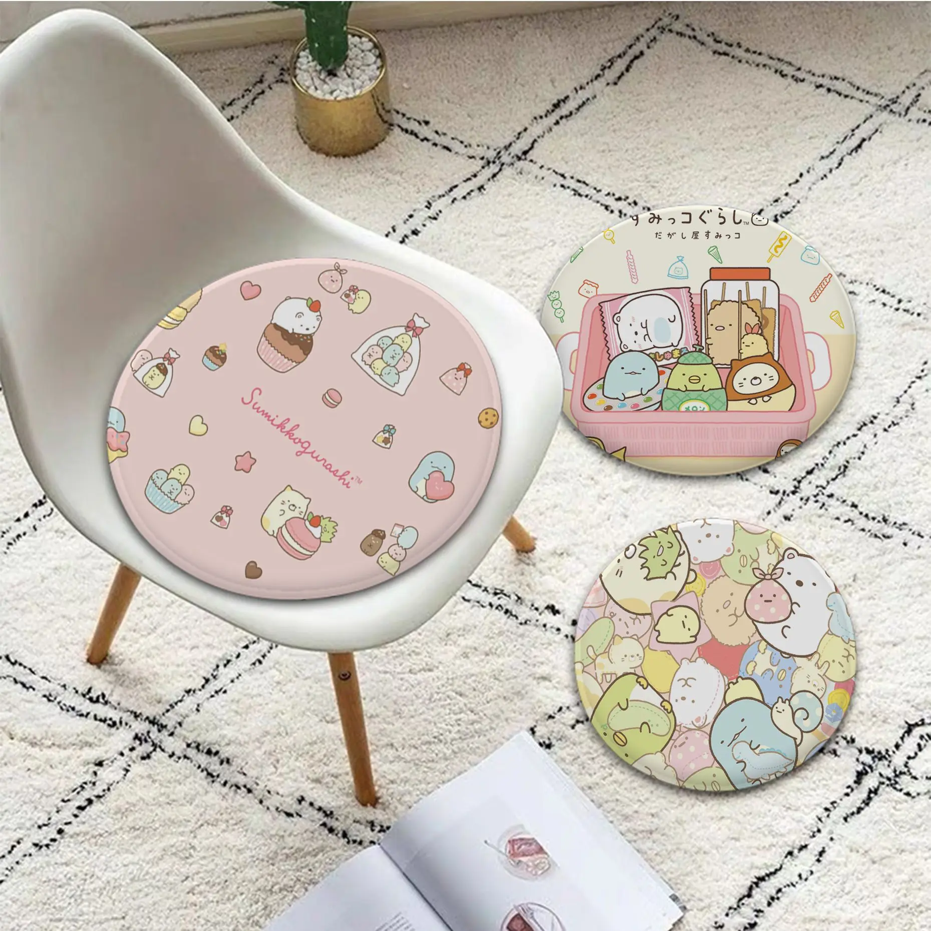 

Sumiko Gurashi Cushion Mat Square Seat Cushion Office Dining Stool Pad Sponge Sofa Mat Non-Slip Seat Mat