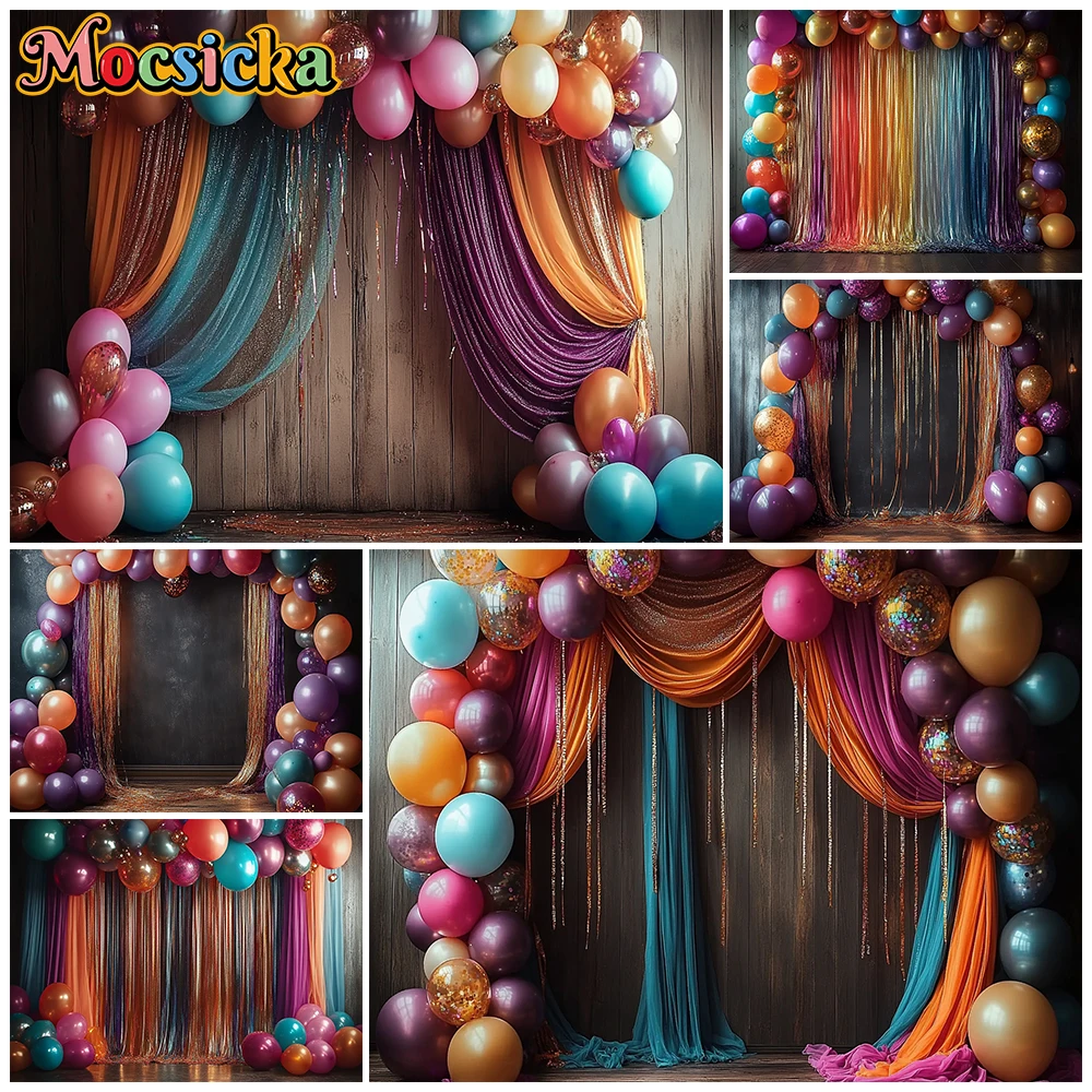 

Mocsicka Photography Backdrop Colorful Curtain Wedding Background Decoration Baby Shower Birthday Party Photo Prop Studio Banner