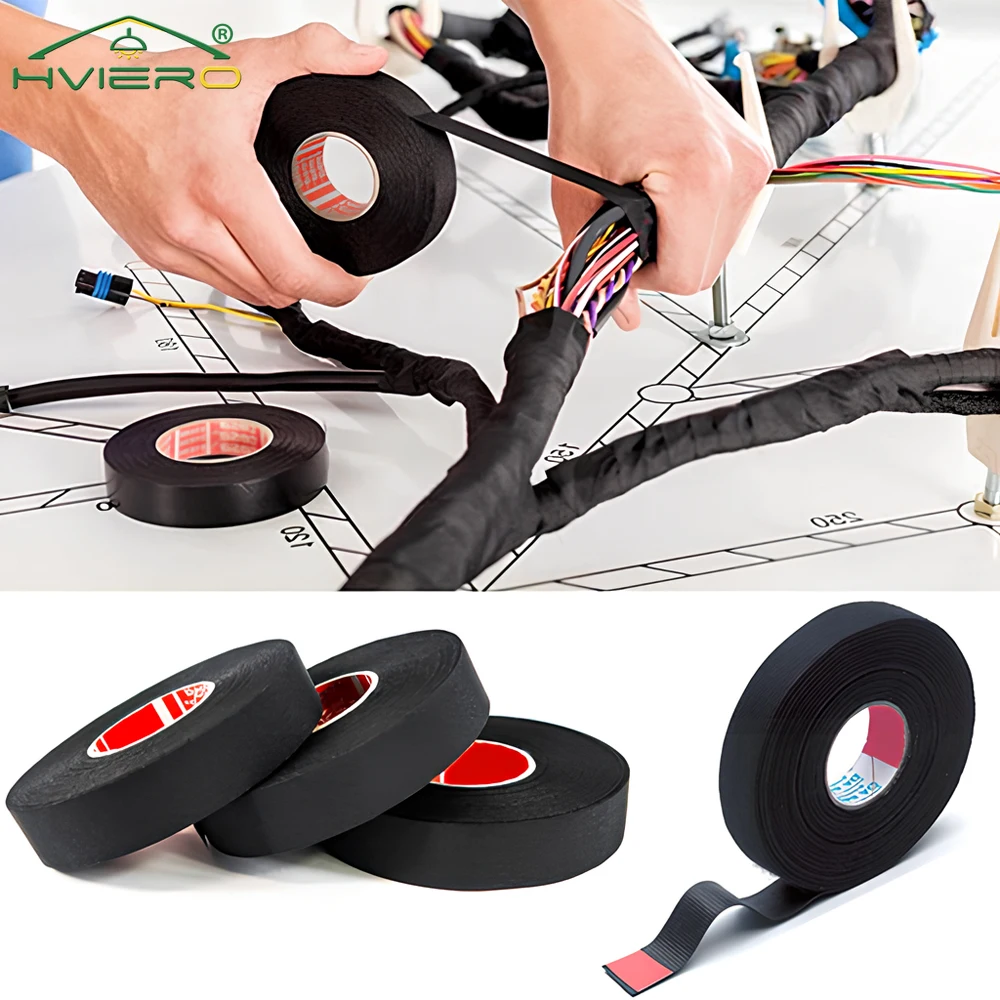 

15 Meter Heat-resistant Flame Retardant Tape Coroplast Adhesive Cloth For Car Cable Harness Wiring Loom Protection Power Sealers