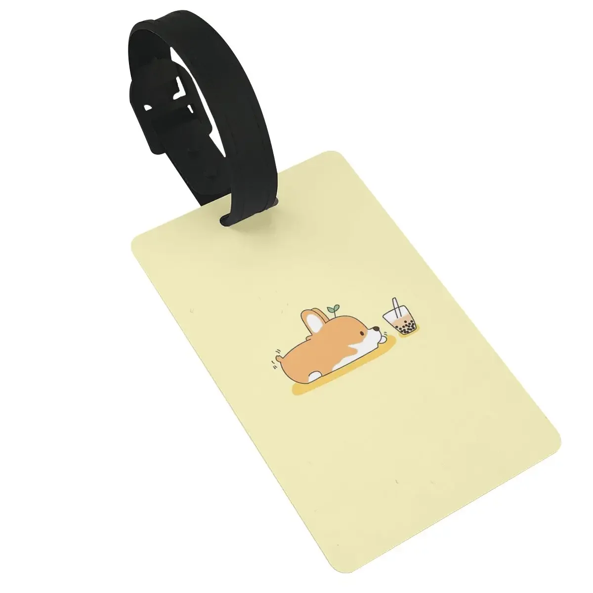 

Corgi And Bubble Tea Luggage Tags Suitcase Accessories Travel Fashion Baggage Boarding Tag Portable Label Holder ID Name Address