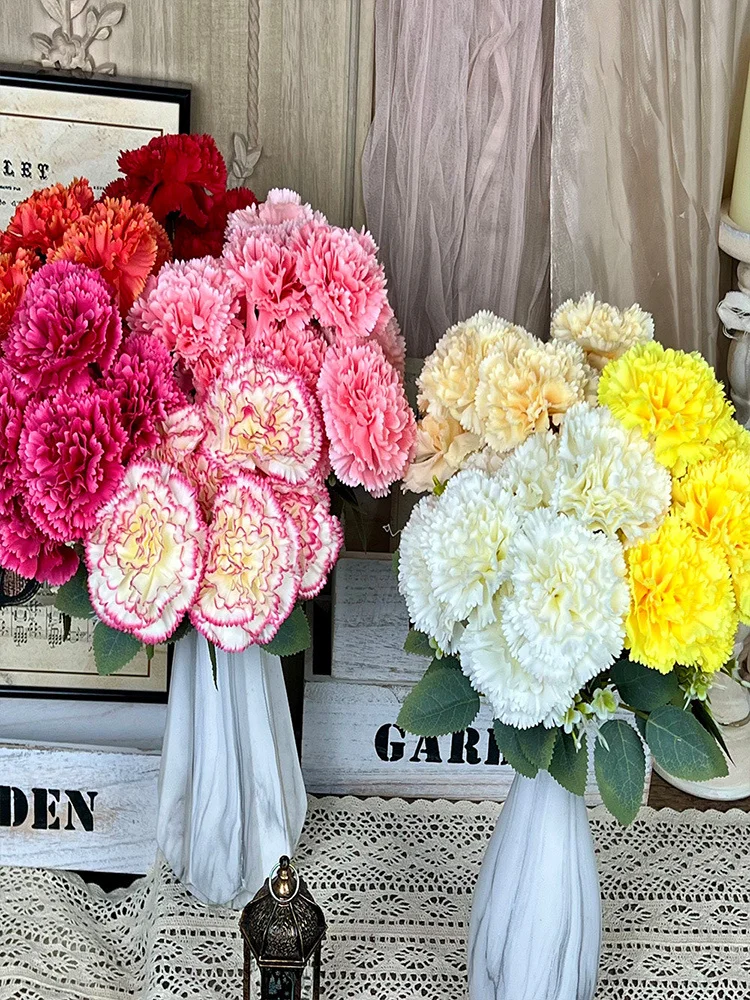 7-köpfiger künstlicher Nelkenstrauß – künstliche Blumen, für Tischdekoration zu Hause, Hochzeitsdekoration, Partydekoration und Weihnachtsgeschenke – Detail 5
