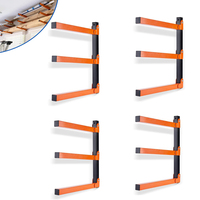 Mount Wood Organizer and Lumber Storage Metal Wall mounted bracket with 3-Level - Indoor & Outdoor Use, 4 Pack